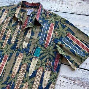 Vintage 90s Reyn Spooner Reverse Print Hawaiian Shirt Surfboard Aloha Mens XL